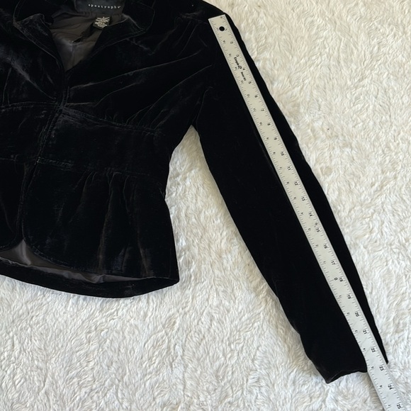 Apostrophe black velvet fitted blazer jacket coat women’s size 2 holiday party - Picture 8 of 10